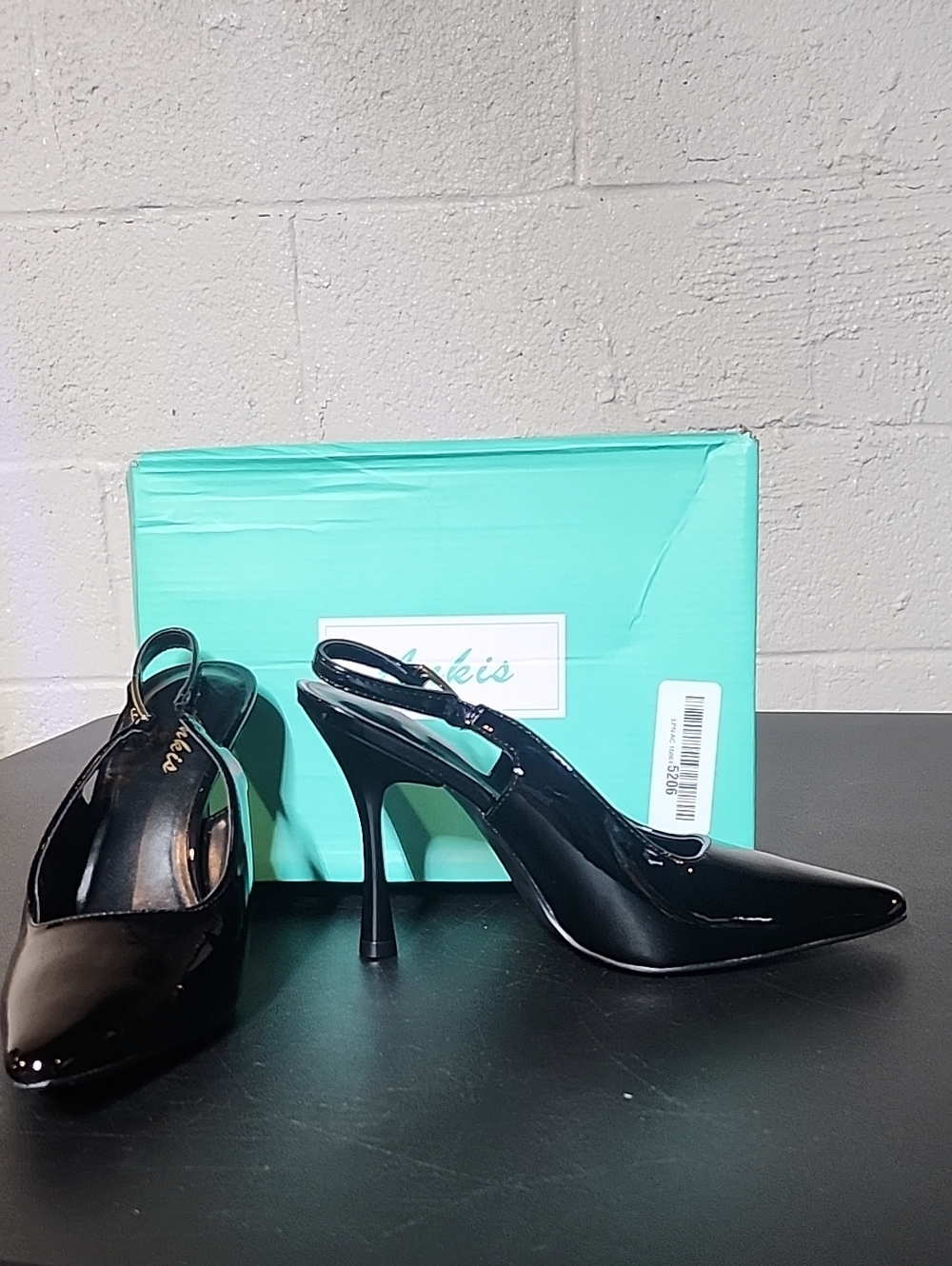 Ankis Women's Black Patent Slingback Pumps